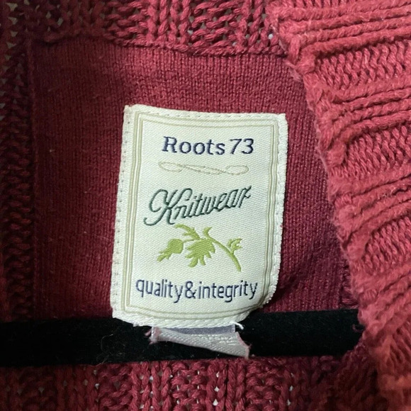 Y2K Roots Burgundy Red Cable Knit Cardigan Womens Medium - Picture 2 of 4
